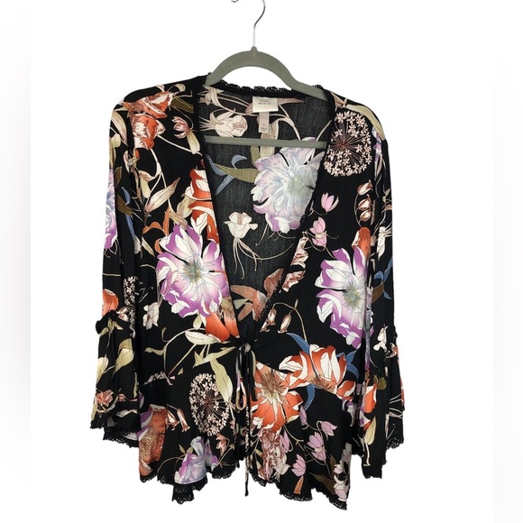 Knox Rose Jackets & Blazers - Knox Rose Women’s Jacket Floral Lace Loose Fit Tie Closure Ruffles Comfy